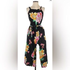 Linen-Blend Floral Jumpsuit XS